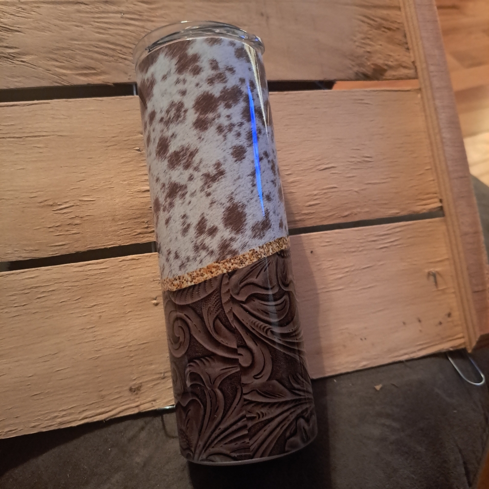 Textured Brown and White Tumbler